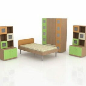 Modello 3d di progettazione di mobili per camera da letto per bambini