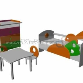 Lasten sisustus Makuuhuone Setti 3D-malli