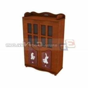 Wooden Children Room Storage Cabinet 3d model