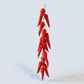 Food Chili Pepper Bunch 3d model