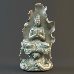 3д модель антикварной китайской статуи Бодхисаттвы