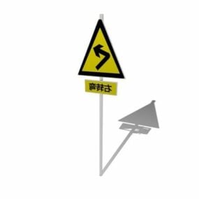 City Road Warning Sign 3d-modell