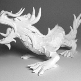 Modelo 3D de estátuas antigas de dragão chinês