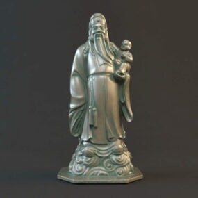 Çin Antik Heykeli Fu Tanrısı Heykeli 3D model