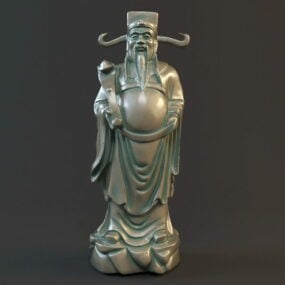 نموذج إله الثروة الصيني القديم ثلاثي الأبعاد