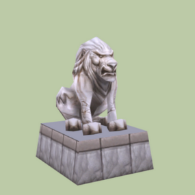 Modelo 3D da estátua do leão chinês antigo
