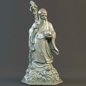 نموذج إله طول العمر الصيني القديم ثلاثي الأبعاد