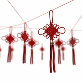 Čínské červené Lucky Knots dekorace 3D model