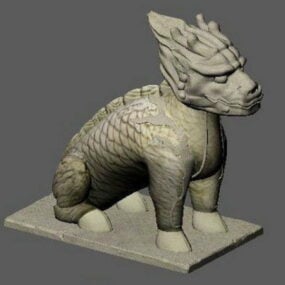 Antique Chinese Qilin Statue 3d model