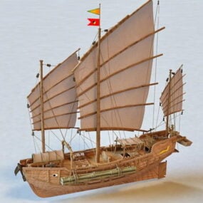Modello 3d della nave a vela cinese