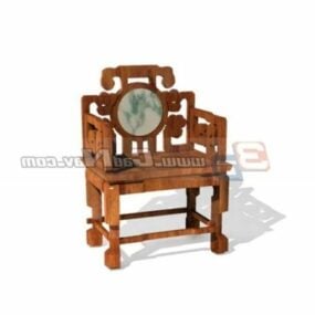 3д модель китайского деревянного стула-трона