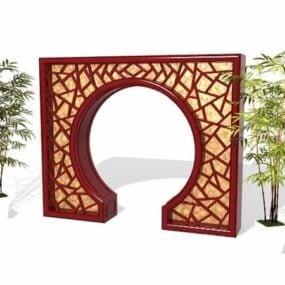 중국 복고풍 정원 문 3d 모델