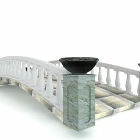 Asian Garden Stone Bridge 3d model