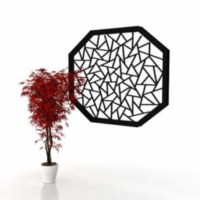 Modelo 3D de decoração de janelas de jardim chinês