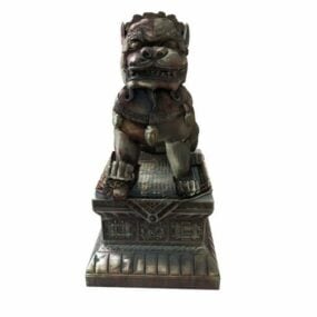 Chinese Stone Lion Statue 3d model