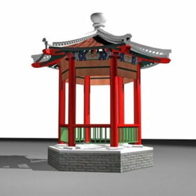 Starověký venkovní čínský pavilon 3D model
