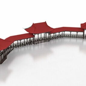 Model 3D chińskiego systemu tarasów pawilonów