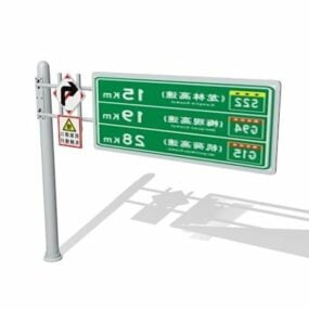 Panneau de signalisation chinois typique modèle 3D