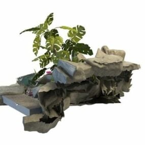 Jardin de décoration de roche chinoise modèle 3D