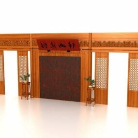 Chinese Interior With Divider Wall 3d model
