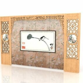 Chinese Decor Style Accent Wall 3d model