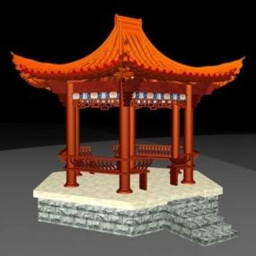 Ancien gazebo chinois modèle 3D