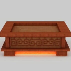 Red Wood Chinese Ceiling Lamp 3d model