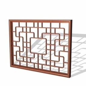Chinese Old Wood Window Frame 3d model