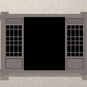 Mô hình 3d tấm lưới cửa sổ kiểu cổ Trung Quốc