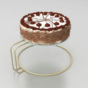 Brass Rack With Chocolate Cake 3d model