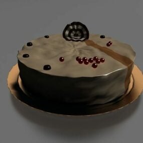 Model 3d Kue Coklat Krim Ulang Tahun