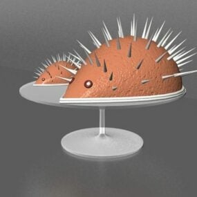 Chocolate Hedgehog Food On Plate 3d model