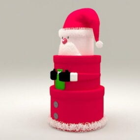 Christmas Santa With Gift Box 3d model