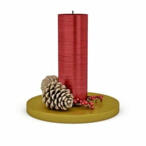 Vánoční sada dekorace svíčka 3D model