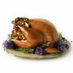 Christmas Dinner Set Of Turkey Food 3d model