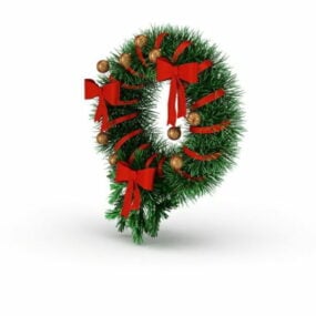 Christmas Holly Wreath Decor 3d model