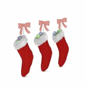 Manualidad de calcetín colgante navideño modelo 3d