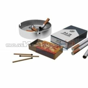 Cigarrillo, Cenicero Match modelo 3d
