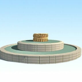 Modelo 3d de anel de fonte circular de jardim