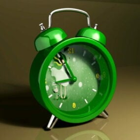 ساعة منبه باللون الأخضر للأطفال نموذج ثلاثي الأبعاد