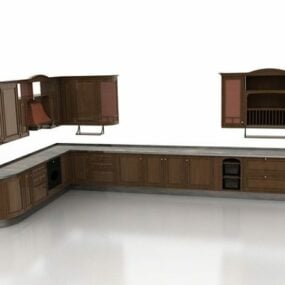 نموذج تصميم المطبخ الغربي الكلاسيكي ثلاثي الأبعاد