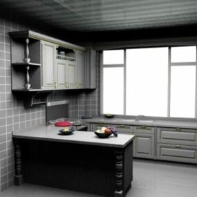 Classic U Shape Kitchen Design 3d model