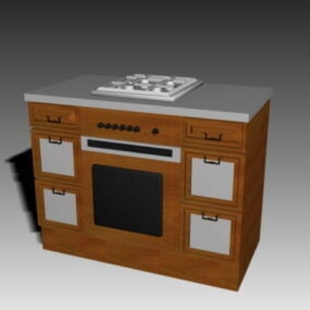 Classic Wooden Gas Stove 3d model