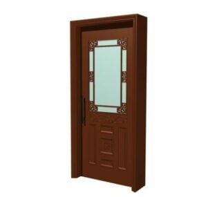 Classic Glazed Wooden Door Design 3d model