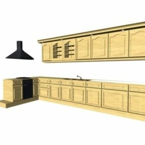 Classic Wooden Kitchen Design Idea 3d model