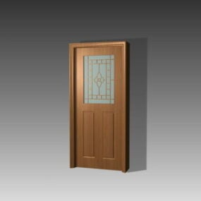 Modelo 3d de porta de escritório de madeira clássica