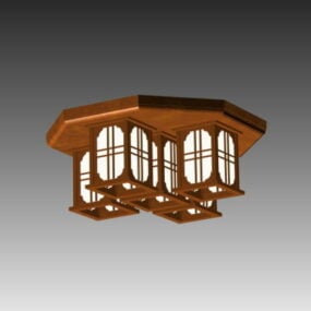 Classic Vintage Wood Ceiling Lamp 3d model