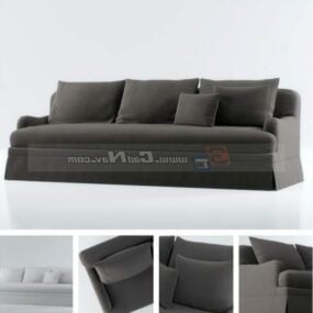古典棕色布艺沙发3d模型