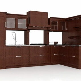 Modelo 3D de idéias clássicas de design de cozinha de madeira