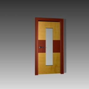 Classroom Door Wooden Glass Windows 3d model